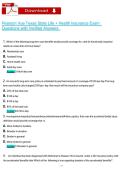 Pearson Vue Texas State Life &plus; Health Insurance Exam Questions with Verified Answers 