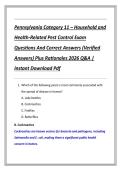 Pennsylvania Category 11 &ndash; Household and  Health-Related Pest Control Exam  Questions And Correct Answers &lpar;Verified  Answers&rpar; Plus Rationales 2026 Q&A &vert;  Instant Download Pdf
