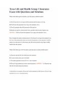 Texas Life and Health Group 1 Insurance Exam with Questions and Solutions