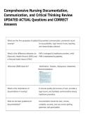Comprehensive Nursing Documentation&comma;  Communication&comma; and Critical Thinking Review  UPDATED ACTUAL Questions and CORRECT   Answers 