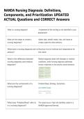 NANDA Nursing Diagnosis&colon; Definitions&comma;  Components&comma; and Prioritization UPDATED  ACTUAL Questions and CORRECT Answers