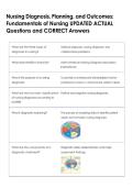 Nursing Diagnosis&comma; Planning&comma; and Outcomes&colon;  Fundamentals of Nursing UPDATED ACTUAL  Questions and CORRECT Answers