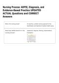 Nursing Process&colon; ADPIE&comma; Diagnosis&comma; and  Evidence-Based Practice UPDATED  ACTUAL Questions and CORRECT  Answers