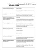 Overview of Nursing Diagnosis UPDATED ACTUAL Questions  and CORRECT Answers 