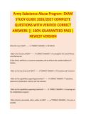 ARMY SUBSTANCE ABUSE PROGRAM EXAM STUDY GUIDE 2026&sol;2027 COMPLETE QUESTIONS WITH VERIFIED CORRECT ANSWERS &vert;&vert; 100&percnt; GUARANTEED PASS &vert; NEWEST VERSION