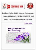 Test Bank for Psychiatric Nursing&colon; Contemporary Practice 8th Edition by MARY ANN BOYD and REBECCA LUEBBERT isbn-9781975239046