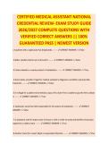 CERTIFIED MEDICAL ASSISTANT NATIONAL CREDENTIAL REVIEW EXAM STUDY GUIDE 2026&sol;2027 COMPLETE QUESTIONS WITH VERIFIED CORRECT ANSWERS &vert;&vert; 100&percnt; GUARANTEED PASS &vert; NEWEST VERSION