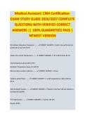 MEDICAL ASSISTANT CERTIFICATION REVIEW EXAM STUDY GUIDE 2026&sol;2027 COMPLETE QUESTIONS WITH VERIFIED CORRECT ANSWERS &vert;&vert; 100&percnt; GUARANTEED PASS &vert; NEWEST VERSION