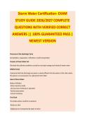 STORM WATER CERTIFICATION EXAM STUDY GUIDE 2026&sol;2027 COMPLETE QUESTIONS WITH VERIFIED CORRECT ANSWERS &vert;&vert; 100&percnt; GUARANTEED PASS &vert; NEWEST VERSION