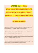 UPC NKO NAVY EXAM STUDY GUIDE 2026&sol;2027 COMPLETE QUESTIONS WITH VERIFIED CORRECT ANSWERS &vert;&vert; 100&percnt; GUARANTEED PASS &vert; NEWEST VERSION