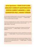 URINE SPECIMENS EXAM STUDY GUIDE 2026&sol;2027 COMPLETE QUESTIONS WITH VERIFIED CORRECT ANSWERS &vert;&vert; 100&percnt; GUARANTEED PASS &vert; NEWEST VERSION