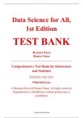 Test Bank &ndash; Data Science For All&comma; 1st Edition &ndash; Brennan Davis&comma; Hunter Glanz &ndash; ISBN 9780138323141 &lpar;All Chapters Covered 1&ndash;10&rpar;