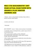 WGU C785 BIOCHEMISTRY UNIT EXAM ACTUAL EXAM PAPER WITH GRADED A PLUS VERIFIED ANSWERS 2026