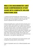 WGU C785 BIOCHEMISTRY UNIT EXAM COMPREHENSIVE STUDY GUIDE WITH COMPLETE SOLVED QUESTIONS 2026