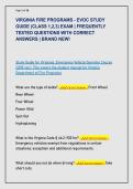 VIRGINIA FIRE PROGRAMS - EVOC STUDY  GUIDE &lpar;CLASS 1&comma;2&comma;3&rpar; EXAM &vert; FREQUENTLY  TESTED QUESTIONS WITH CORRECT  ANSWERS &vert; BRAND NEW&excl;