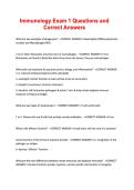 Immunology Exam 1 Questions and Correct Answers