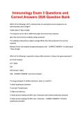 Immunology Exam 3 Questions and Correct Answers 2026 Question Bank