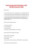 Immunology Quiz Questions with Verified Answers 2026