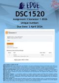 DSC1520 Assignment 3 &lpar;ANSWERS&rpar; Semester 1 2026 - DISTINCTION GUARANTEED