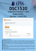 DSC1520 Assignment 4 &lpar;ANSWERS&rpar; Semester 1 2026 - DISTINCTION GUARANTEED