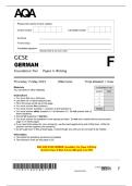 2025 AQA GCSE GERMAN Foundation Tier Paper 4 writing Question Paper & Mark Scheme &lpar;Merged&rpar; June 2025