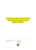 CMLA Exam with all Correct & 100&percnt; Verified Answers &vert;Latest Version &vert;Already Graded A&plus;