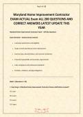 Maryland Home Improvement Contractor EXAM ACTUAL Exam ALL 200 QUESTIONS AND CORRECT ANSWERS LATEST UPDATE THIS YEAR