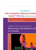 Test Bank for Leifer&grave;s Introduction to Maternity and Pediatric Nursing in Canada 2nd Edition by Lisa Keenan-Lindsay and Gloria Leifer isbn-9780323872775 All chapter Complete Verified Guide