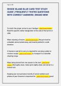 RHODE ISLAND BLUE CARD TEST STUDY  GUIDE &vert; FREQUENTLY TESTED QUESTIONS  WITH CORRECT ANSWERS &vert; BRAND NEW&excl;