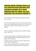 AMAZON DRIVER TRAINING EXAM 2025 2026 UPDATED EXAM QUESTIONS WITH ACCURATE ANSWERS GET IT RIGHT CERTIFICATION TEST SCRIPT 2026 FULL QUESTIONS AND SOLUTIONS GRADED A&plus;