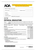 2025 AQA GCSE PHYSICAL EDUCATION Paper 1 The Human Body and Movement in Physical Activity and Sport Question Paper & Mark Scheme &lpar;Merged&rpar; May 2025