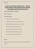 Florida LP Gas Master Qualifier Exam &ndash; ACTUAL EXAM COMPLETE 200 QUESTIONS AND VERIFIED SOLUTIONS LATEST UPDATE THIS YEAR