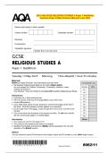 2025 AQA GCSE RELIGIOUS STUDIES A Paper 1 Buddhism Question Paper & Mark Scheme &lpar;Merged&rpar; June 2025