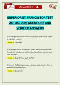 SUPERIOR ST&period; FRANCIS SOP TEST ACTUAL 2026 QUESTIONS AND VERIFIED ANSWERS