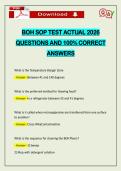 BOH SOP TEST ACTUAL 2026 QUESTIONS AND 100&percnt; CORRECT ANSWERS