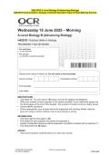 2025 OCR A Level Biology B &lpar;Advancing Biology&rpar; H422&sol;01&comma;02 &03 bundled Question Paper with Final Evaluation Scheme   