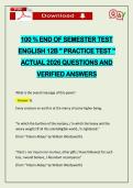 100 &percnt; END OF SEMESTER TEST ENGLISH 12B " PRACTICE TEST " ACTUAL 2026 QUESTIONS AND VERIFIED ANSWERS
