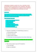 CERTIFIED NURSING ASSISTANT &lpar;CNA&rpar; CERTIFICATION  EXAM PRACTICE QUESTIONS AND ANSWERS&colon; THE MOST  RECENT AND COMPREHENSIVE VERSION WITH VERIFIED  ANSWERS&semi; GUARANTEED PASS WITH INSTANT PDF  DOWNLOAD&period; 