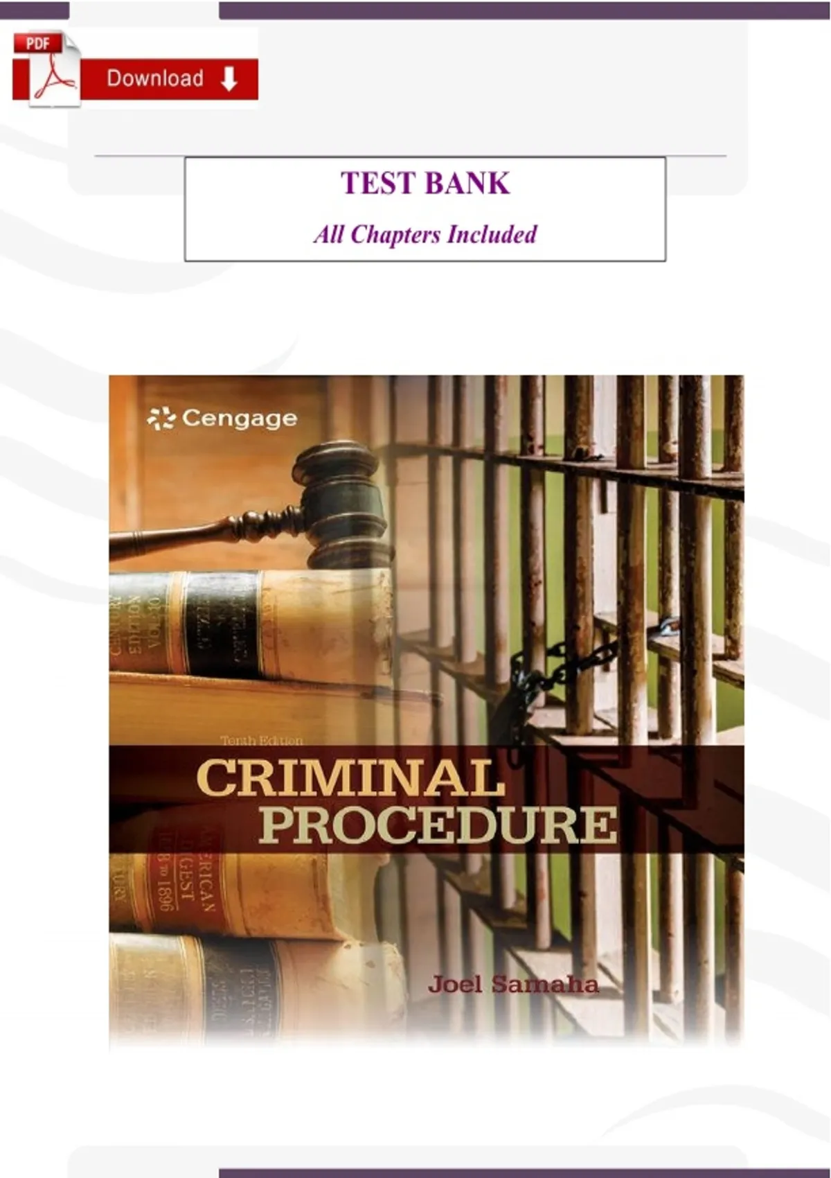 Criminal Procedure, 10th Edition (Samaha) – Complete Test Bank (PDF ...