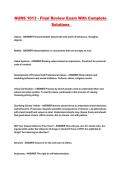 NURS 1013 - Final Review Exam With Complete Solutions 