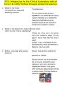 MTS- Introduction to the Clinical Laboratory with all Correct & 100&percnt; Verified Answers &vert;Already Graded A&plus;