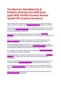 Safe Maternity & Pediatric Nursing Care Test Bank 2026&colon; 537 Practice Questions & Verified Answers for Exam Guide - Latest Update