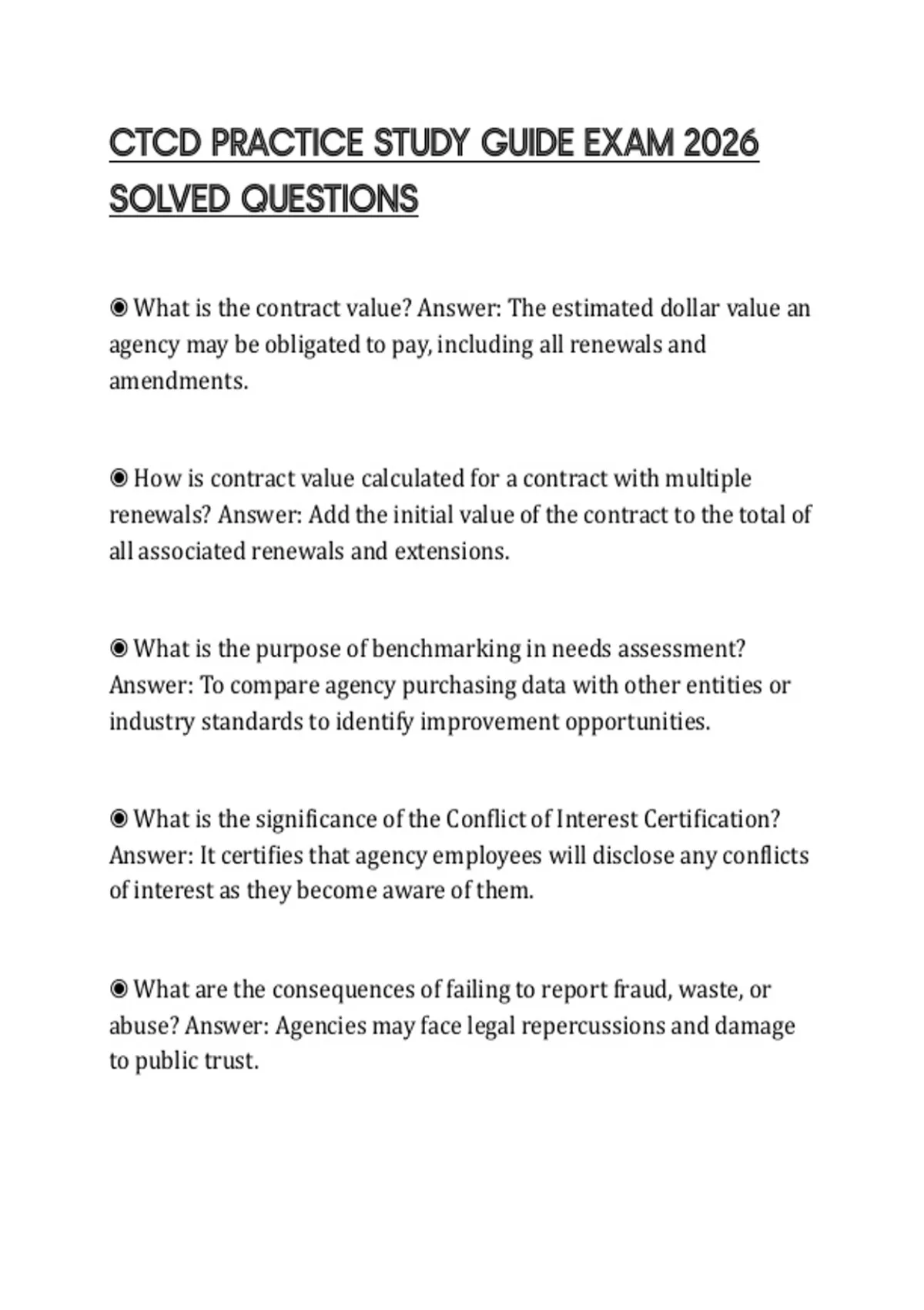 CTCD PRACTICE STUDY GUIDE EXAM 2026 SOLVED QUESTIONS - CTCD - Stuvia US