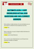 XACTIMATE LEVEL 1 CERT KNOWLEDGE ACTUAL 2026 QUESTIONS AND 100&percnt; CORRECT ANSWERS