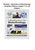 Test Bank - Introduction to Biotechnology&comma; 4th Edition &lpar;Thieman&comma; 2026&rpar;&comma; Chapter 1-13 &vert; All Chapters