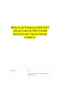 Medical Lab Technician &lpar;2026-2027&rpar; with all Correct & 100&percnt; Verified Answers &vert;Latest Version &vert;Already Graded A&plus;