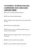 CVS PHARMACY TECHNICIAN EXAM 2026 COMPREHENSIVE STUDY GUIDE SOLVED QUESTIONS VERIFIED