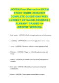 ACVPM Food Protection EXAM  STUDY GUIDE 2026&sol;2027  COMPLETE QUESTIONS WITH  CORRECT DETAILED ANSWERS &vert;&vert;  ALREADY GRADED A&plus;   <RECENT VERSION> 