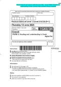 Pearson Edexcel Level 1&sol;Level 2 GCSE &lpar;9-1&rpar; June 2025 - Greek&colon; PAPER 3&colon; Reading and understanding in Greek -Question Paper and Mark Scheme Combined