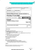 Pearson Edexcel Level 1&sol;Level 2 GCSE &lpar;9-1&rpar; June 2025 - Greek&colon; PAPER 4&colon; Writing in Greek -Question Paper and Mark Scheme Combined